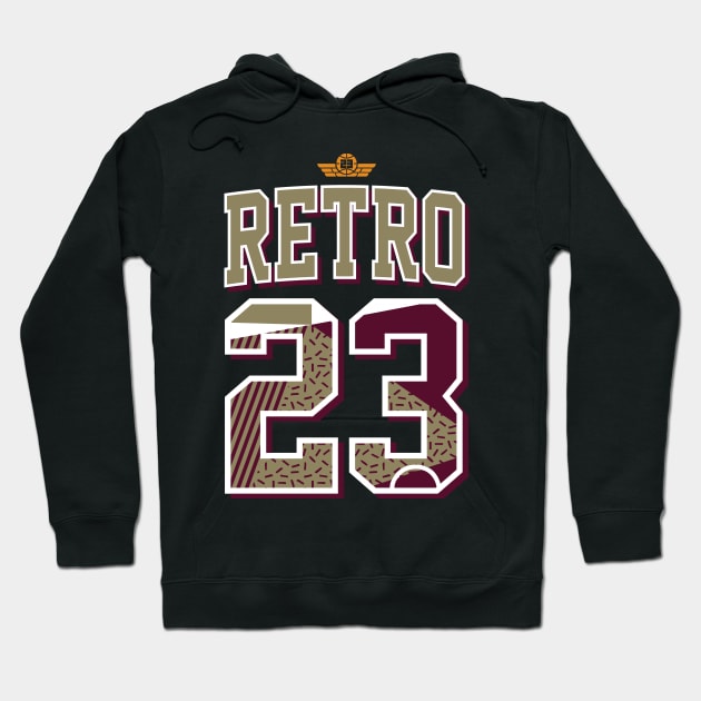 23 Retro Black Olive Hoodie by funandgames